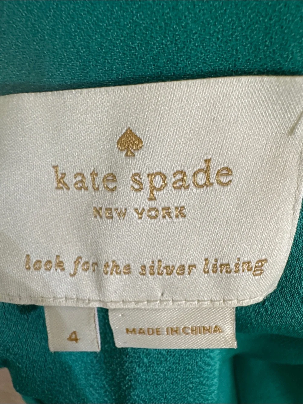 kate spade Emerald Green Mock Neck Ruffle Sleeve Mini Dress  Sz 4